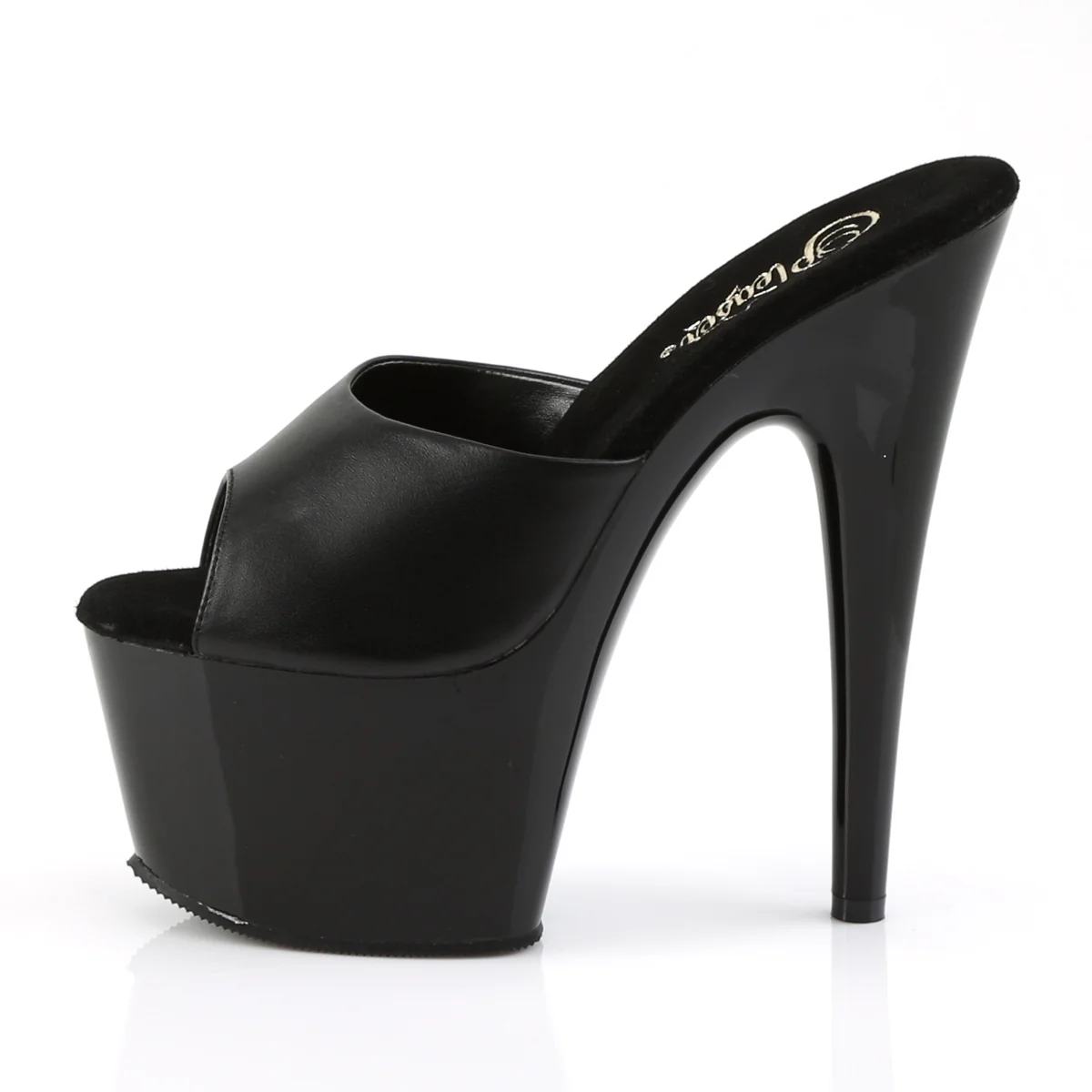 Black Leather 7 Inch Platform Kinky Platform Shoes - Pleaser ADORE-701 - Image 3