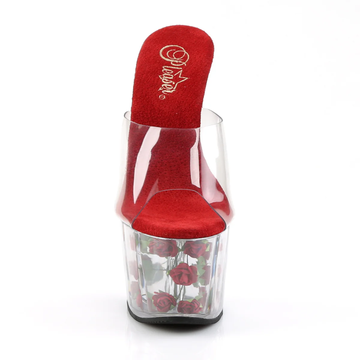 Red Flowers 7 Inch Dancing Exotic Heels -  Pleaser ADORE-701FL - Image 2