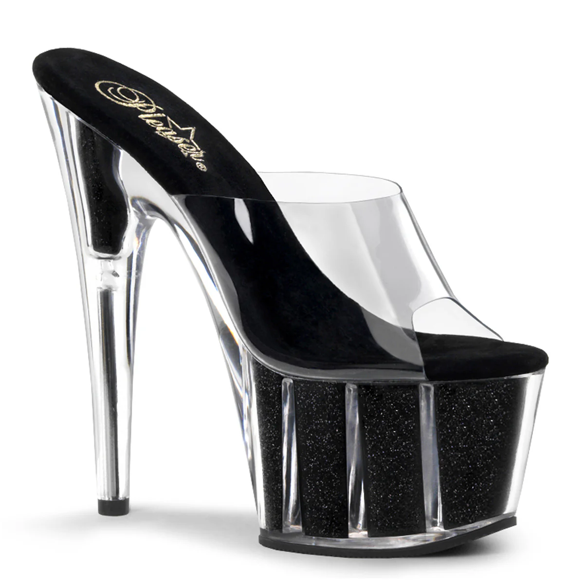 Black Glitter 7 Inch Pole Dance Exotic Heels -  Pleaser ADORE-701G - Image 6