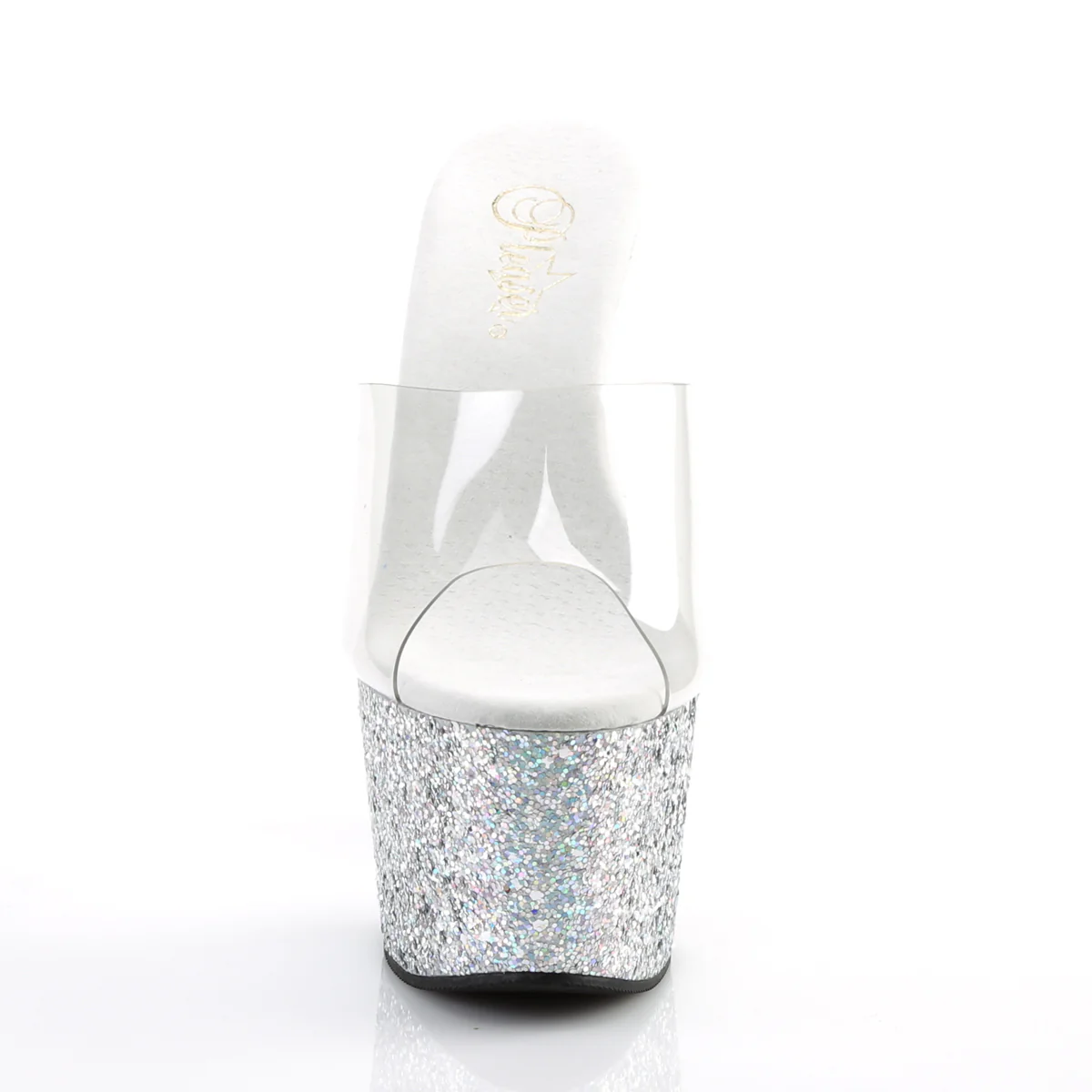 Silver Glitter 7 Inch Lap Dance Platform Shoes - Pleaser ADORE-701LG - Image 2