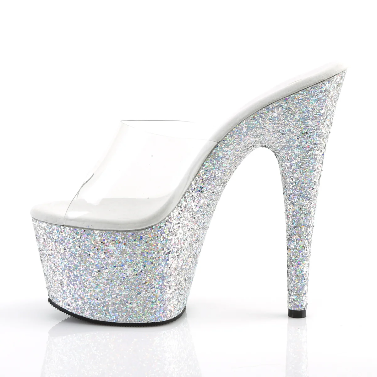 Silver Glitter 7 Inch Lap Dance Platform Shoes - Pleaser ADORE-701LG - Image 3