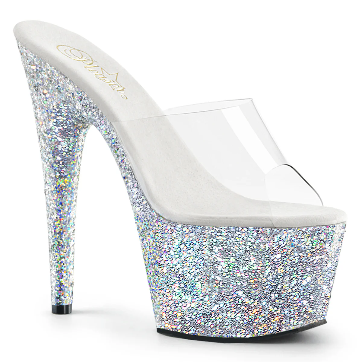 Silver Glitter 7 Inch Lap Dance Platform Shoes - Pleaser ADORE-701LG - Image 6