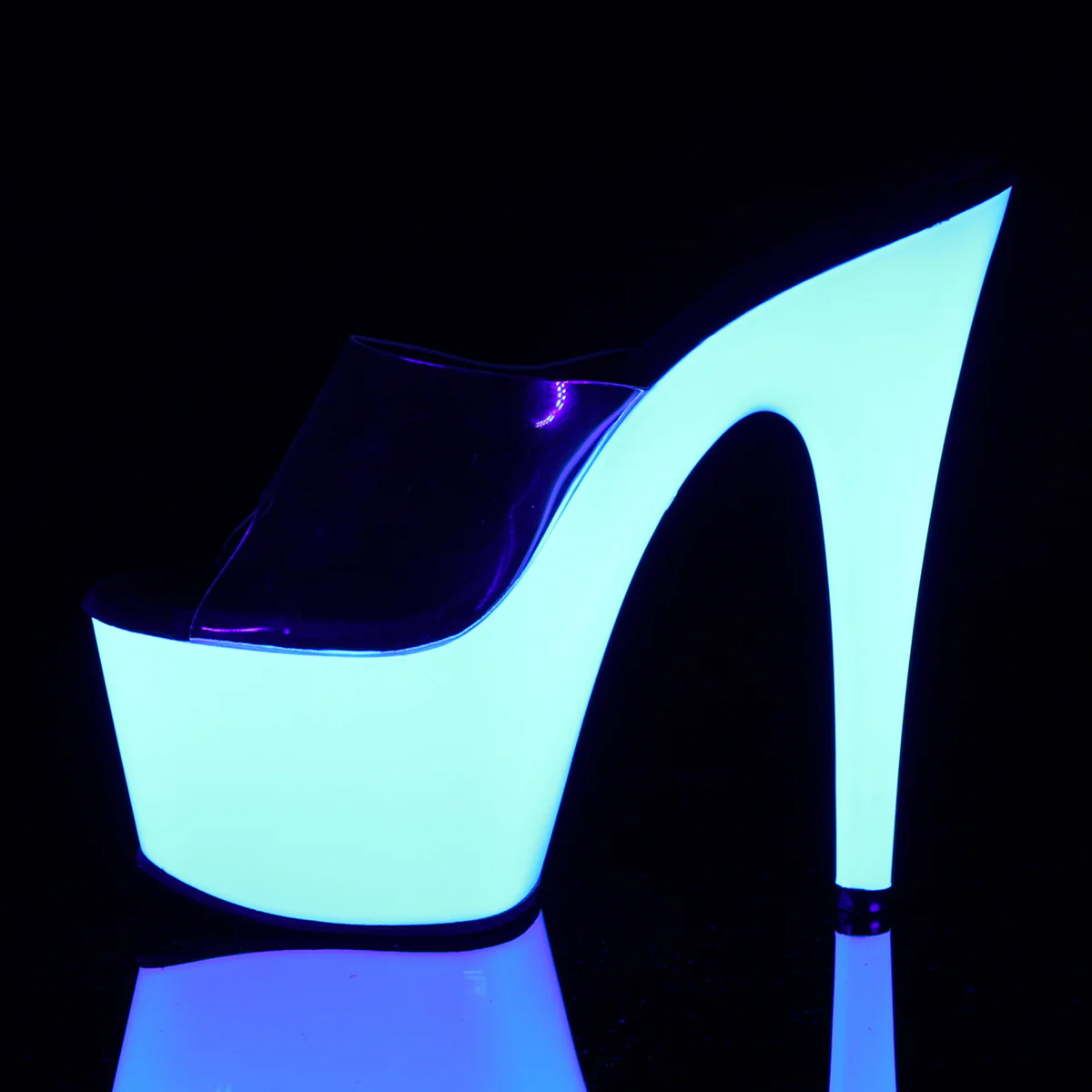 Neon White 7 Inch Stripper Platform Shoes - Pleaser ADORE-701UV - Image 3