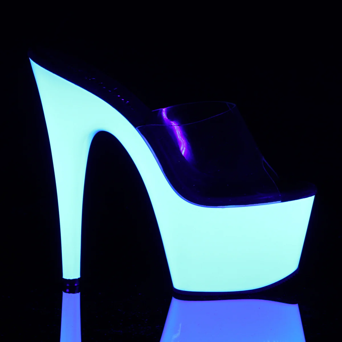 Neon White 7 Inch Stripper Platform Shoes - Pleaser ADORE-701UV - Image 5