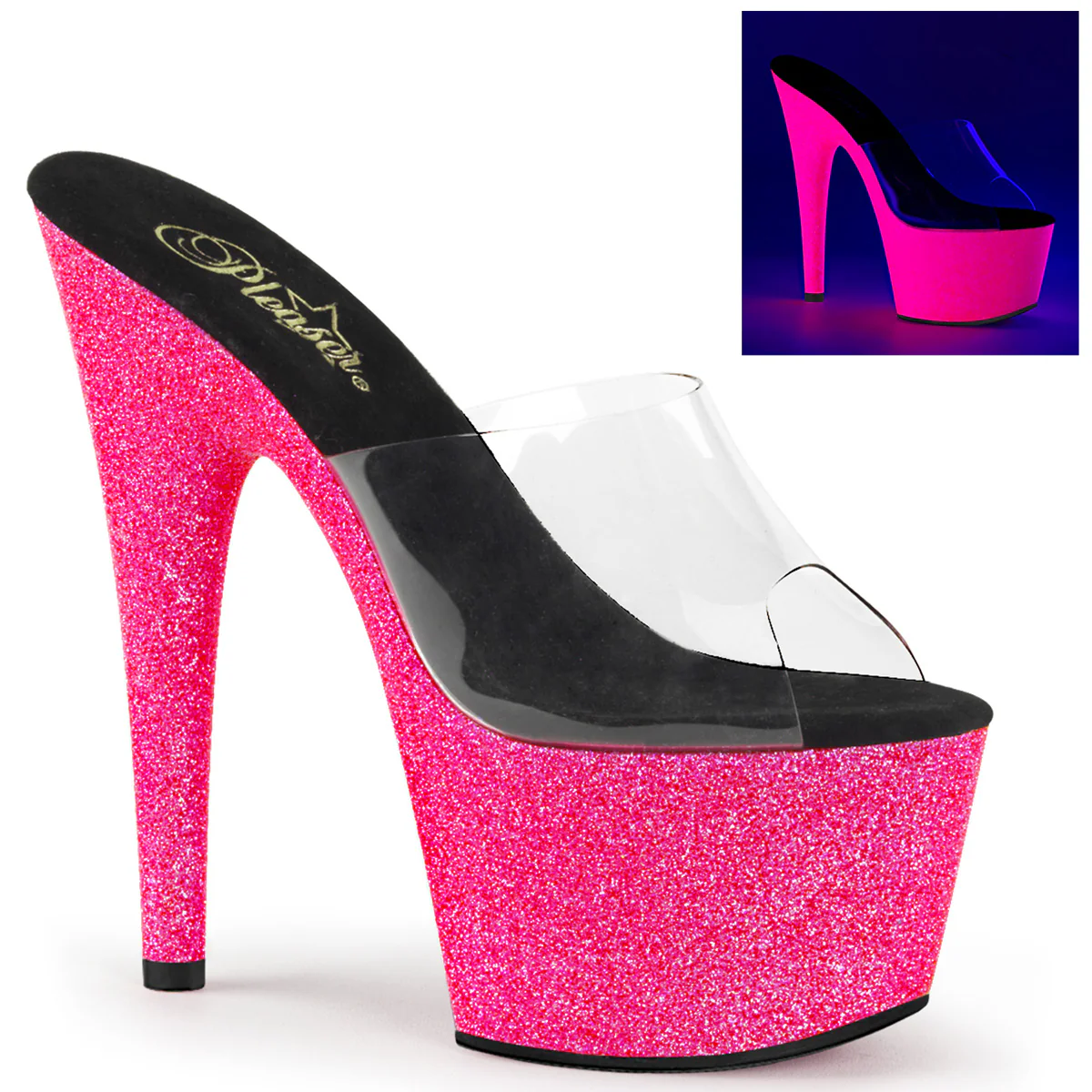 Neon H. Pink 7 Inch Pole Dancer Platform Shoes - Pleaser ADORE-701UVG