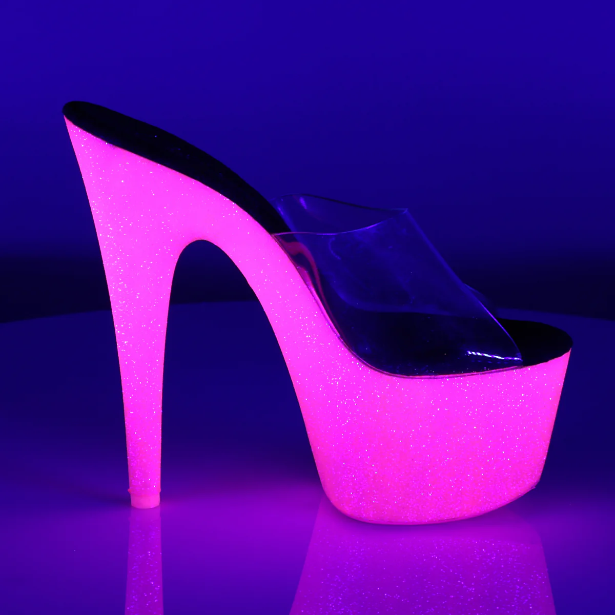 Neon H. Pink 7 Inch Pole Dancer Platform Shoes - Pleaser ADORE-701UVG - Image 5