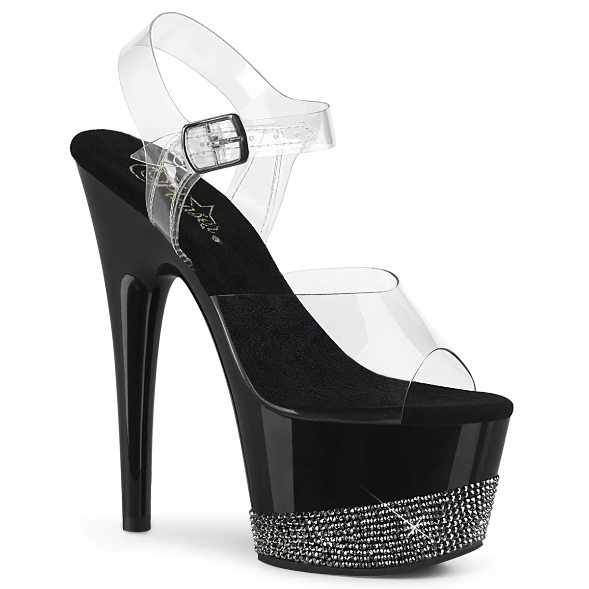 Clear Pewter 7 Inch Strippers Platform Shoes -  Pleaser ADORE-708-3