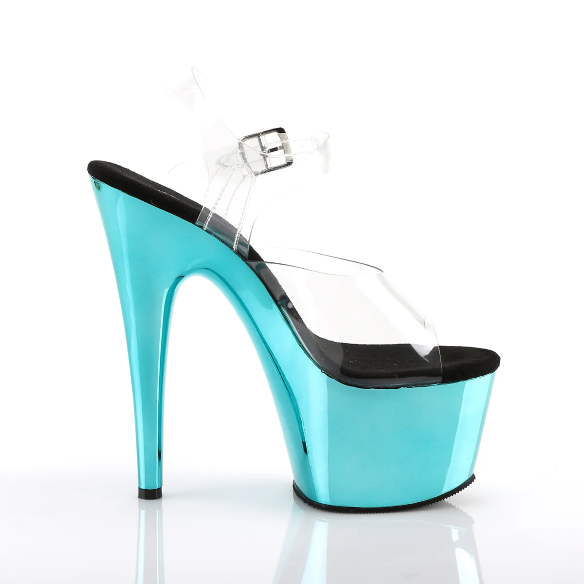Turquoise  Chrome 7 Inch Pole Dancer Platform Shoes -  Pleaser ADORE-708 - Image 2