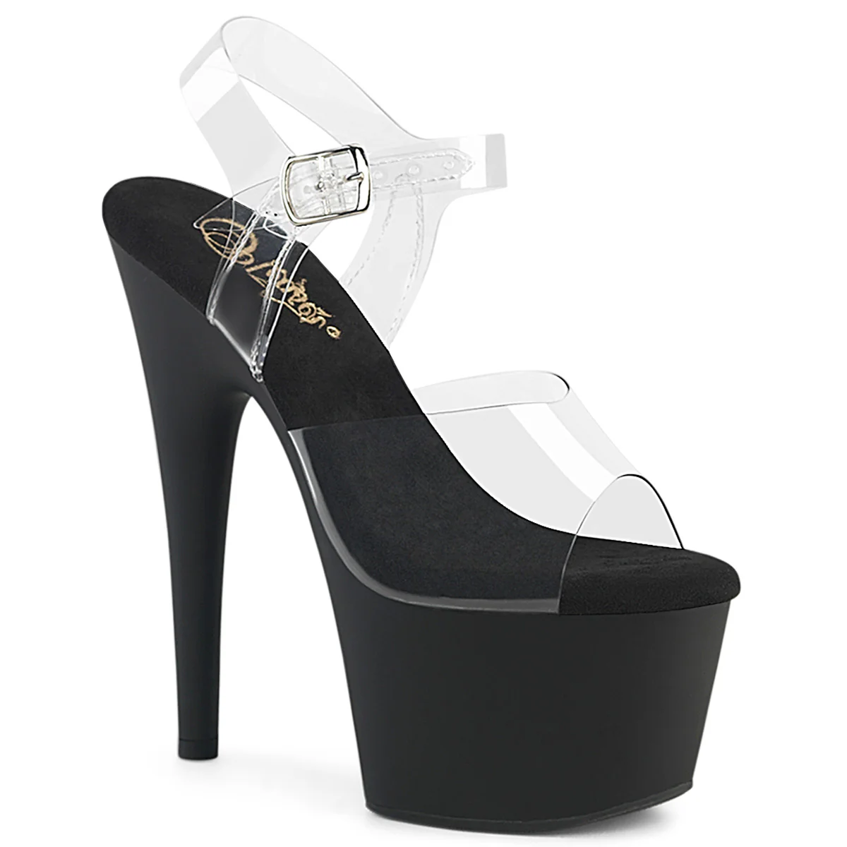Clear Black 7 Inch Pole Dancer Platform Shoes - Pleaser ADORE-708
