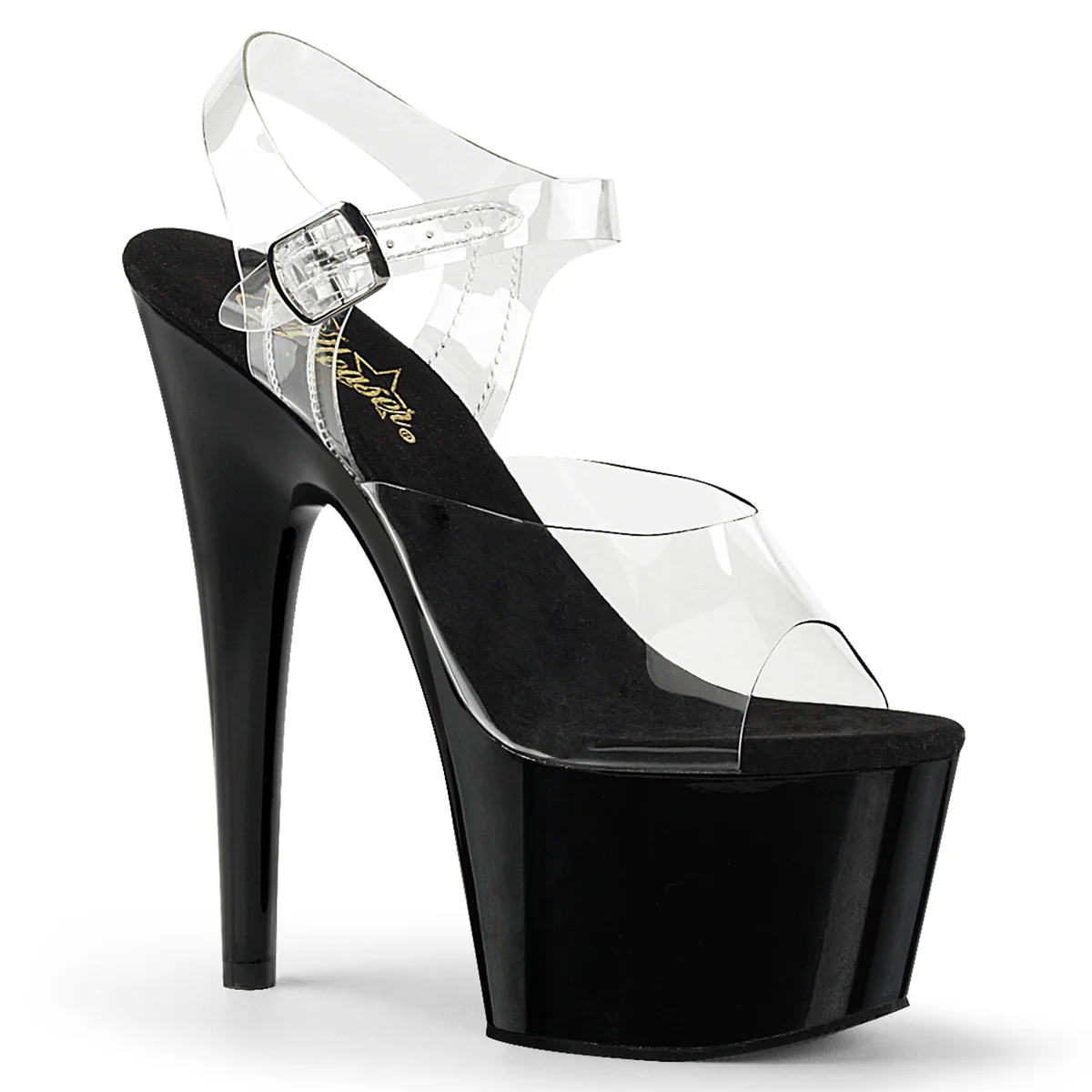 Clear Black 7 Inch Pole Dancer Platform Shoes - Pleaser ADORE-708 - Image 6