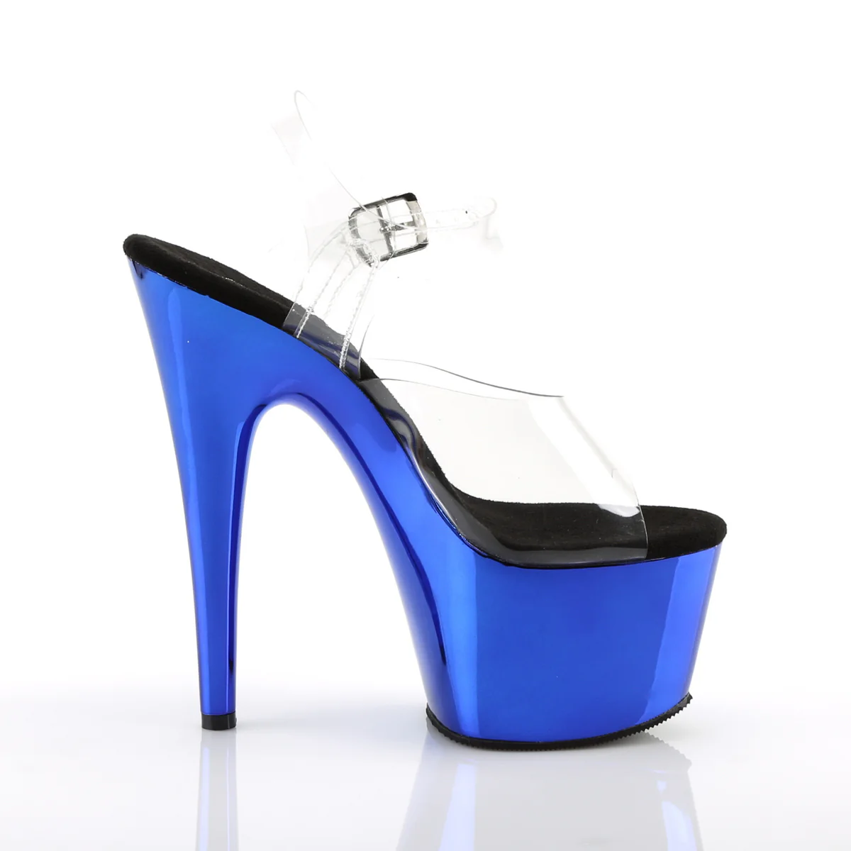 Blue Chrome 7 Inch Stripper Platform Shoes - Pleaser ADORE-708 - Image 5