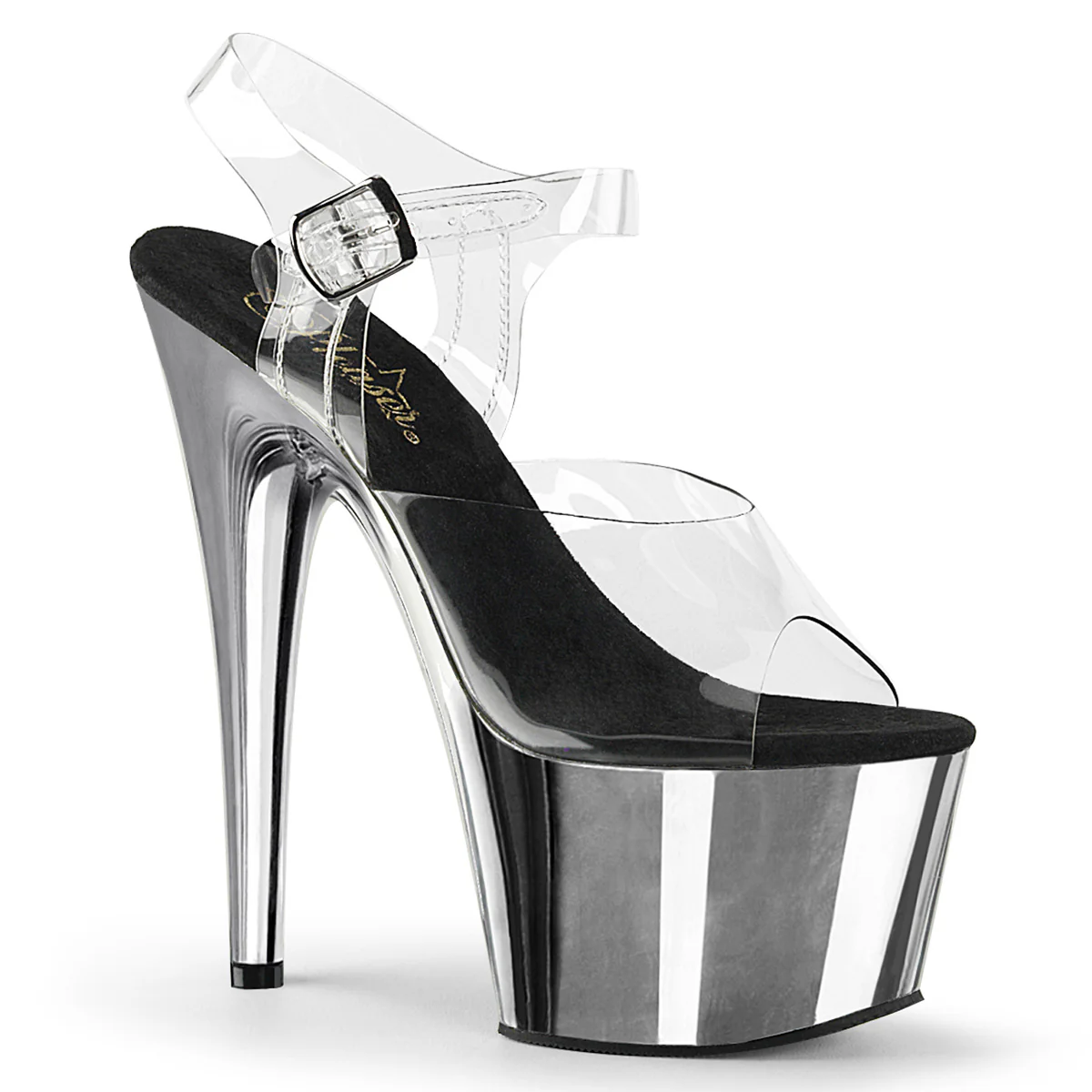 Silver Chrome 7 Inch Exotic Dancer Platform Shoes -  Pleaser ADORE-708