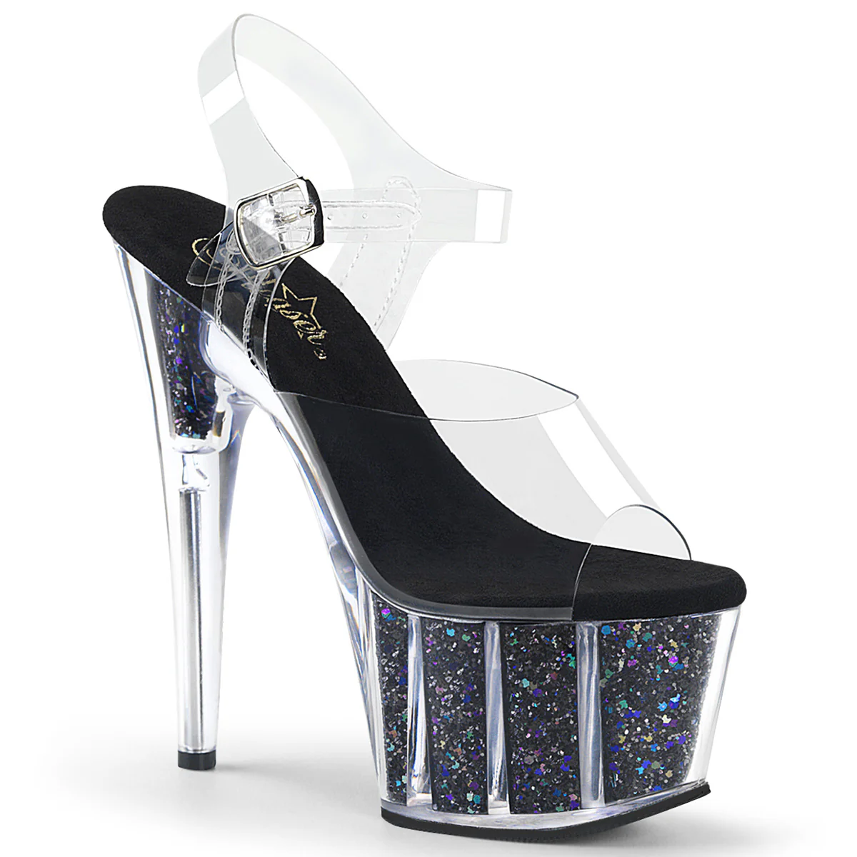 Clear Black 7 Inch Glamour Platform Shoes -  Pleaser ADORE-708CG - Image 5