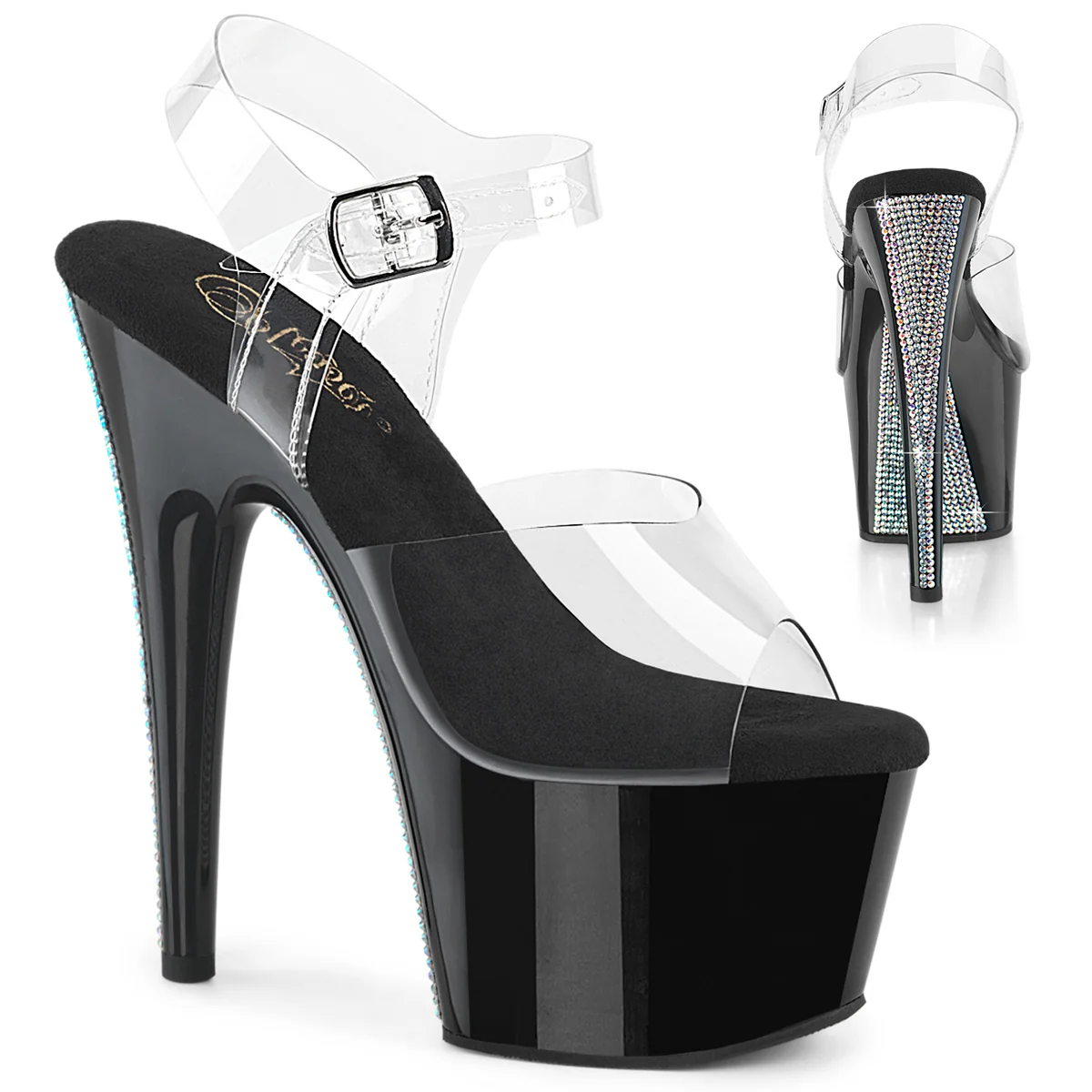 Clear Black 7 Inch Exotic Platform Shoes -  Pleaser ADORE-708CRS-2
