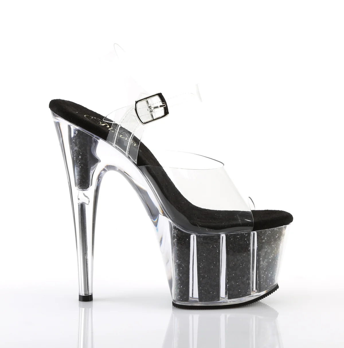 Black Glitter 7 Inch Pole Dancing Platform Shoes -  Pleaser ADORE-708G - Image 4