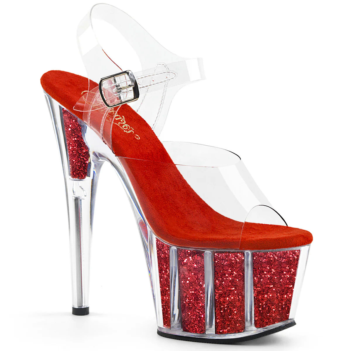 Red Glitter 7 Inch Pole Heels Platform Shoes - Pleaser ADORE-708G