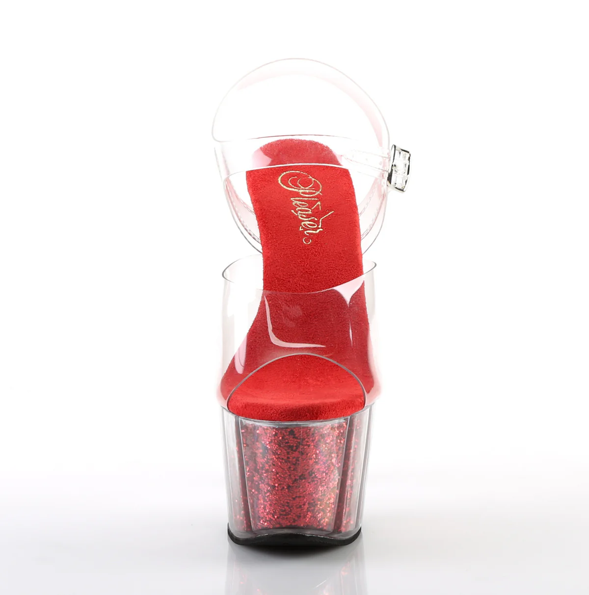 Red Glitter 7 Inch Pole Heels Platform Shoes - Pleaser ADORE-708G - Image 2