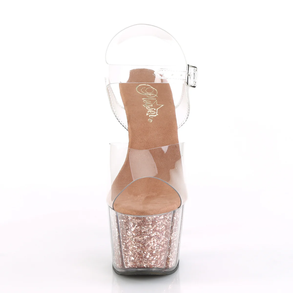 Rose Gold Glitter 7 Inch Pole Dancer Platform Shoes - Pleaser ADORE-708G - Image 2