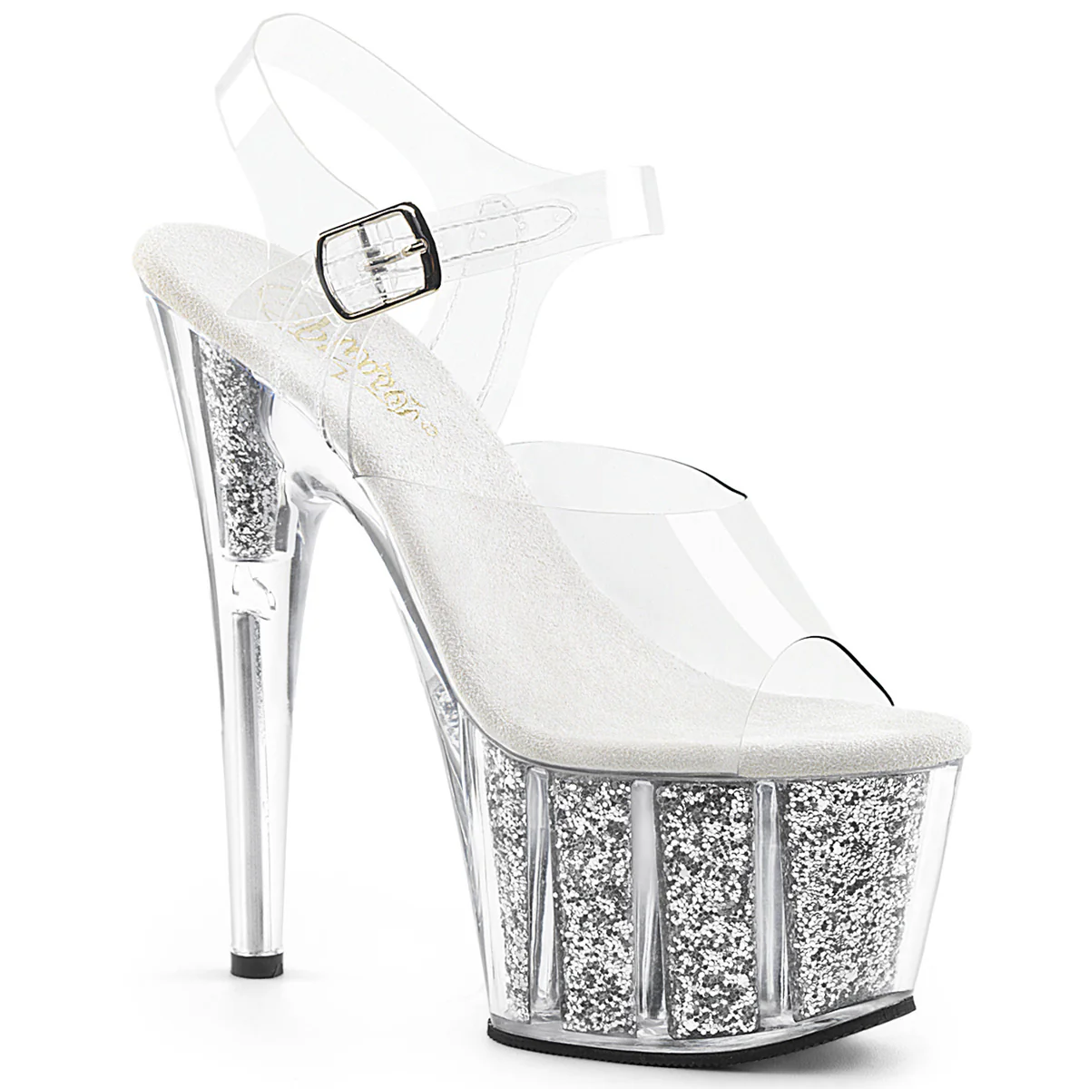 Silver Multi Glitter Inserts 7 Inch Lap Dance Platform Shoes - Pleaser ADORE-708G