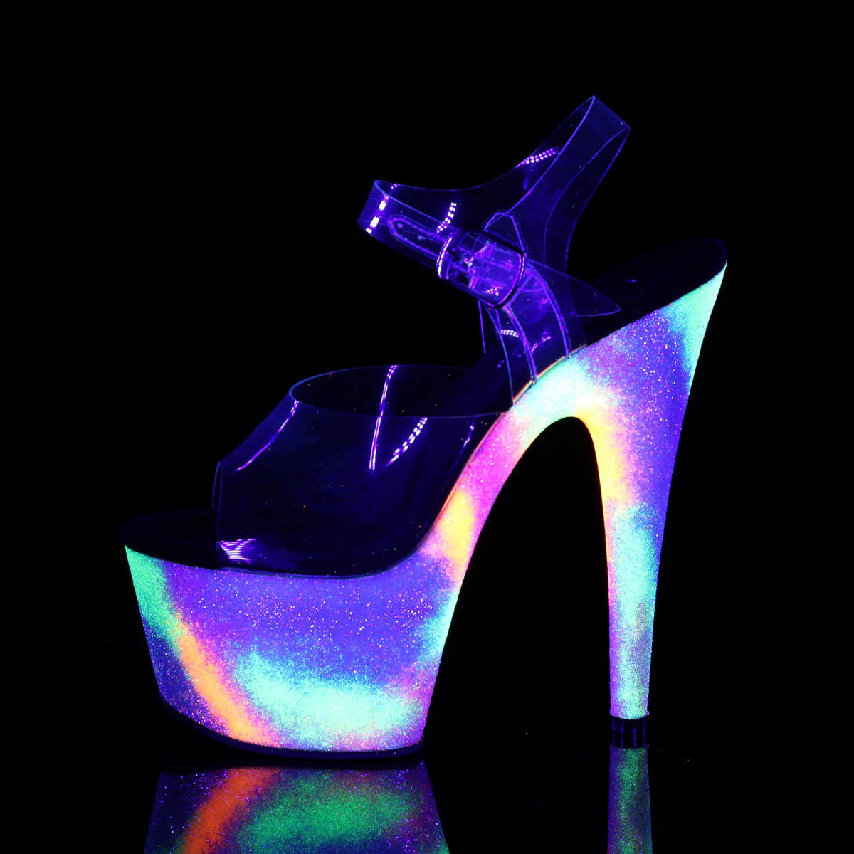 Neon Galaxy Glitter 7 Inch Exotic Dancing Platform Shoes -  Pleaser ADORE-708GXY - Image 3