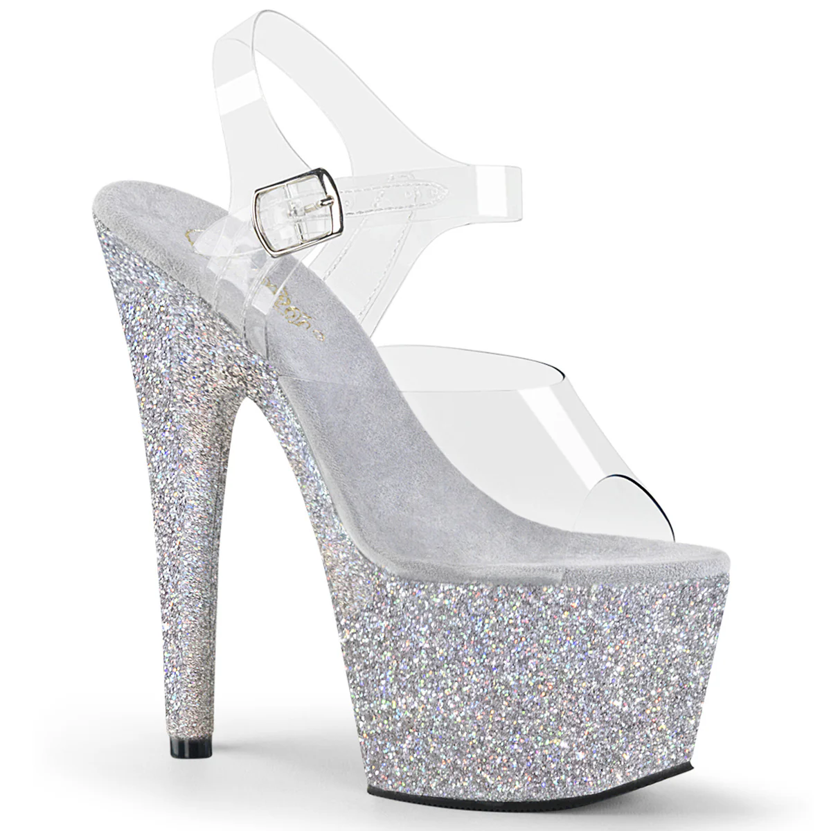 Silver Glitter 7 Inch Pole Dancing Platform Shoes - Pleaser ADORE-708HMG