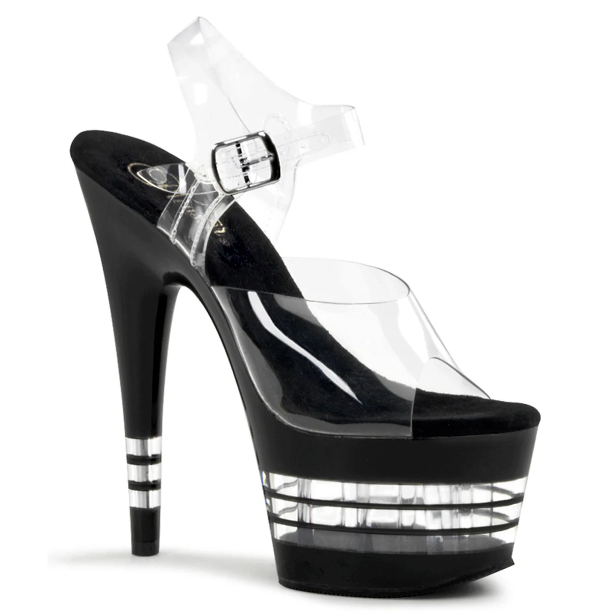 Clear Black 7 Inch Fetish Platform Shoes - Pleaser ADORE-708LN - Image 6