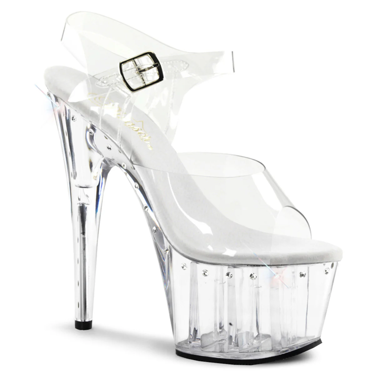 Clear 7 Inch Pole Dancer Platform Shoes - Pleaser ADORE-708LS