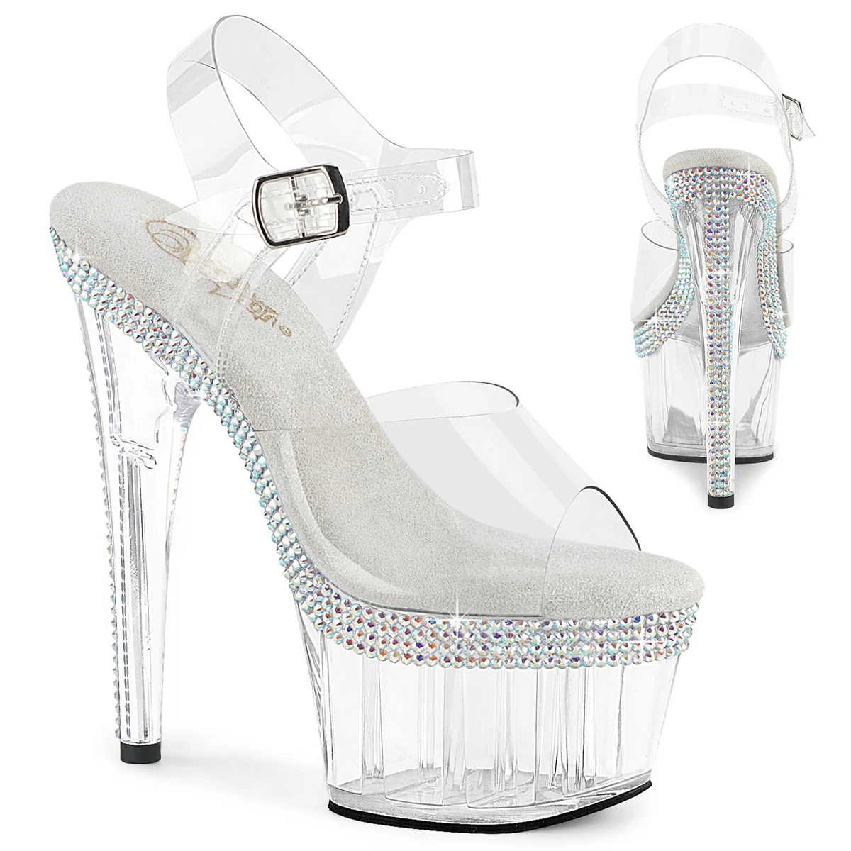 Clear 7 Inch Pole Heels Platform Shoes -  Pleaser ADORE-708MLS - Image 2