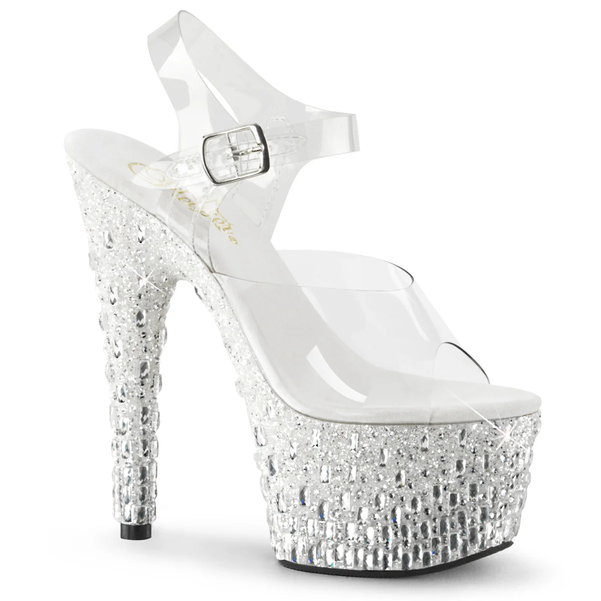 White 7 Inch Pole Dancing Platform Shoes - Pleaser ADORE-708MR-5