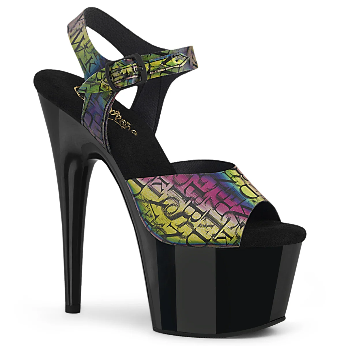 Green-Purple 7 Inch Stripper Platform Shoes - Pleaser ADORE-708N-LTP