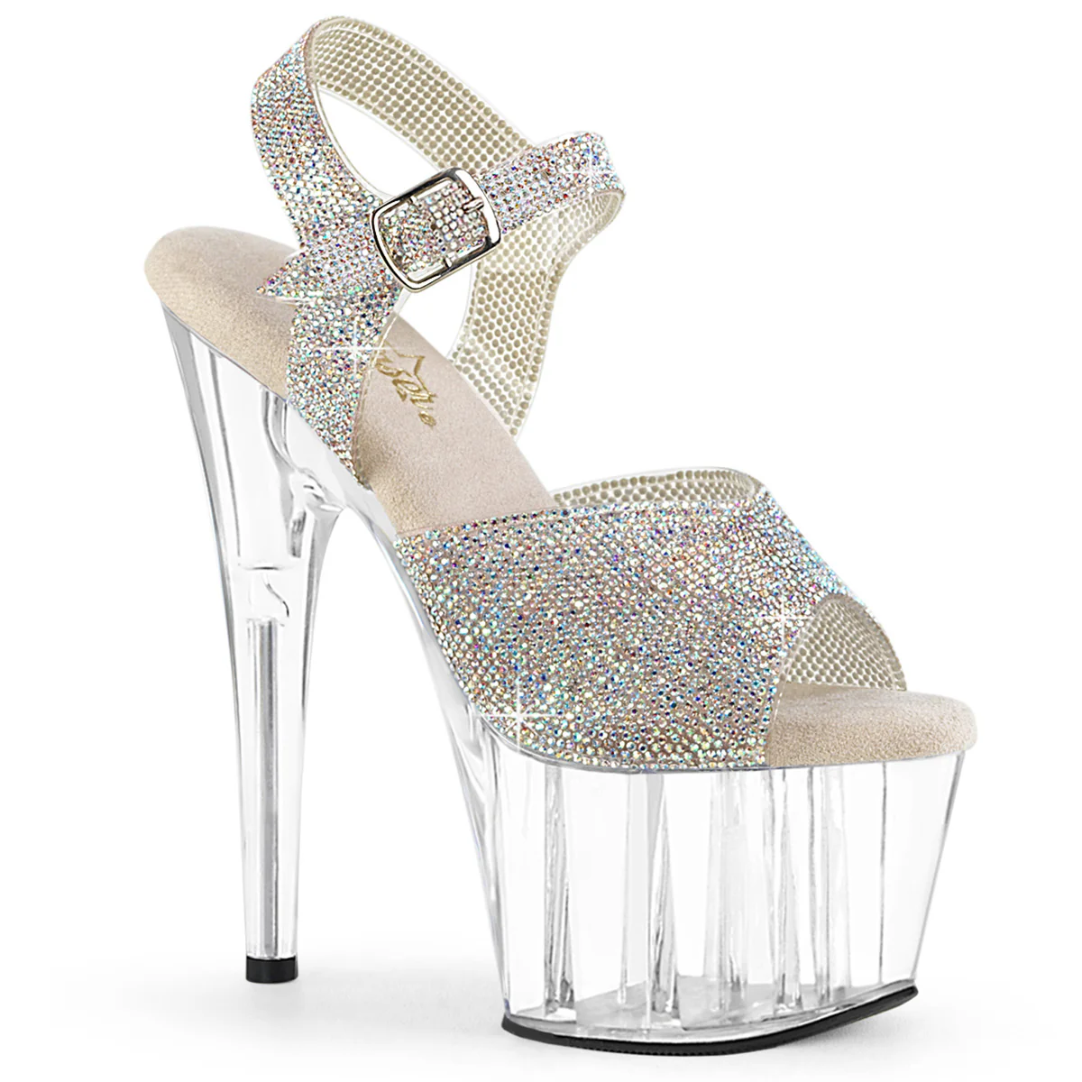 Silver 7 Inch Pole Dancer Platform Shoes - Pleaser ADORE-708N-RS