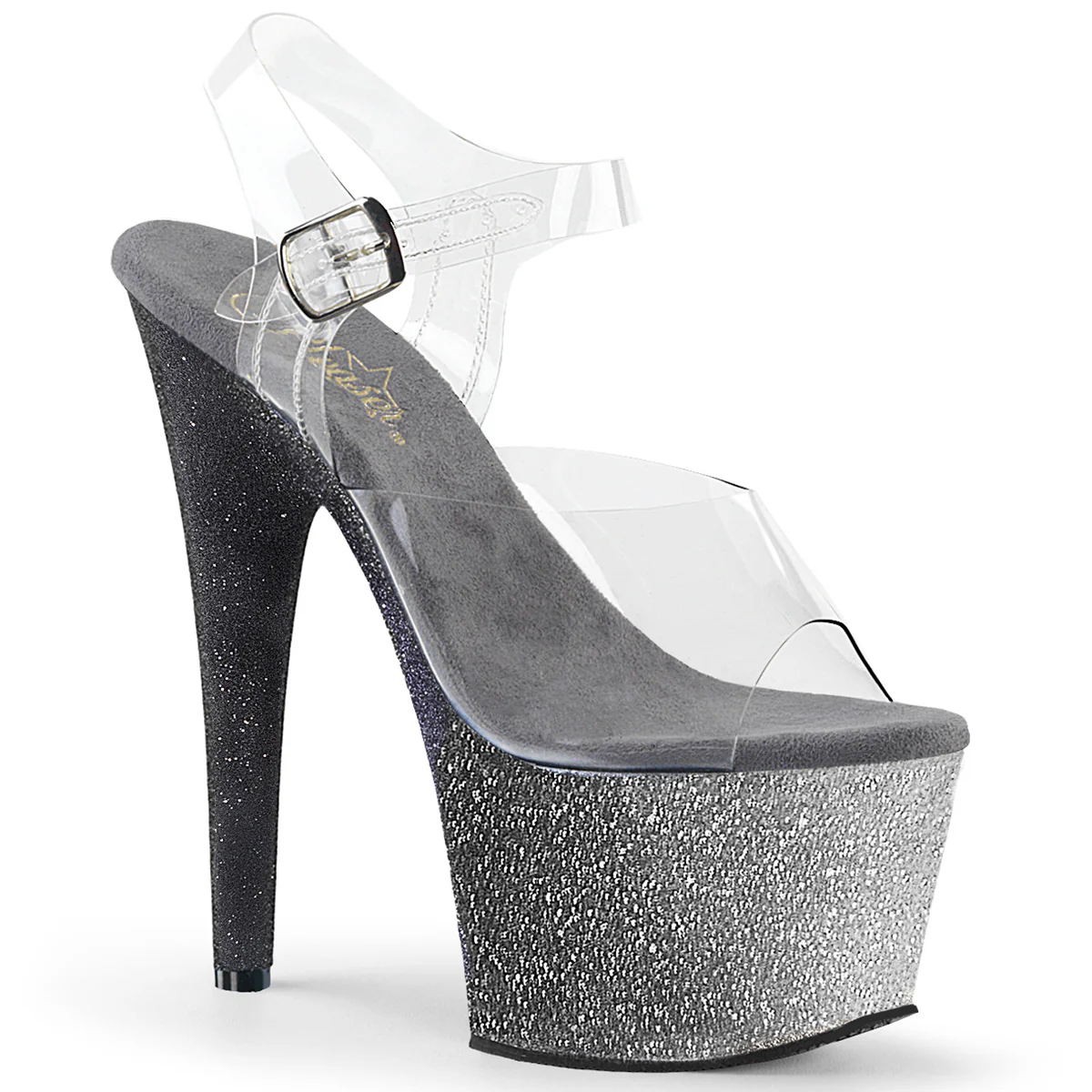 Clear Silver 7 Inch Pole Dance Platform Shoes - Pleaser ADORE-708OMBRE - Image 6