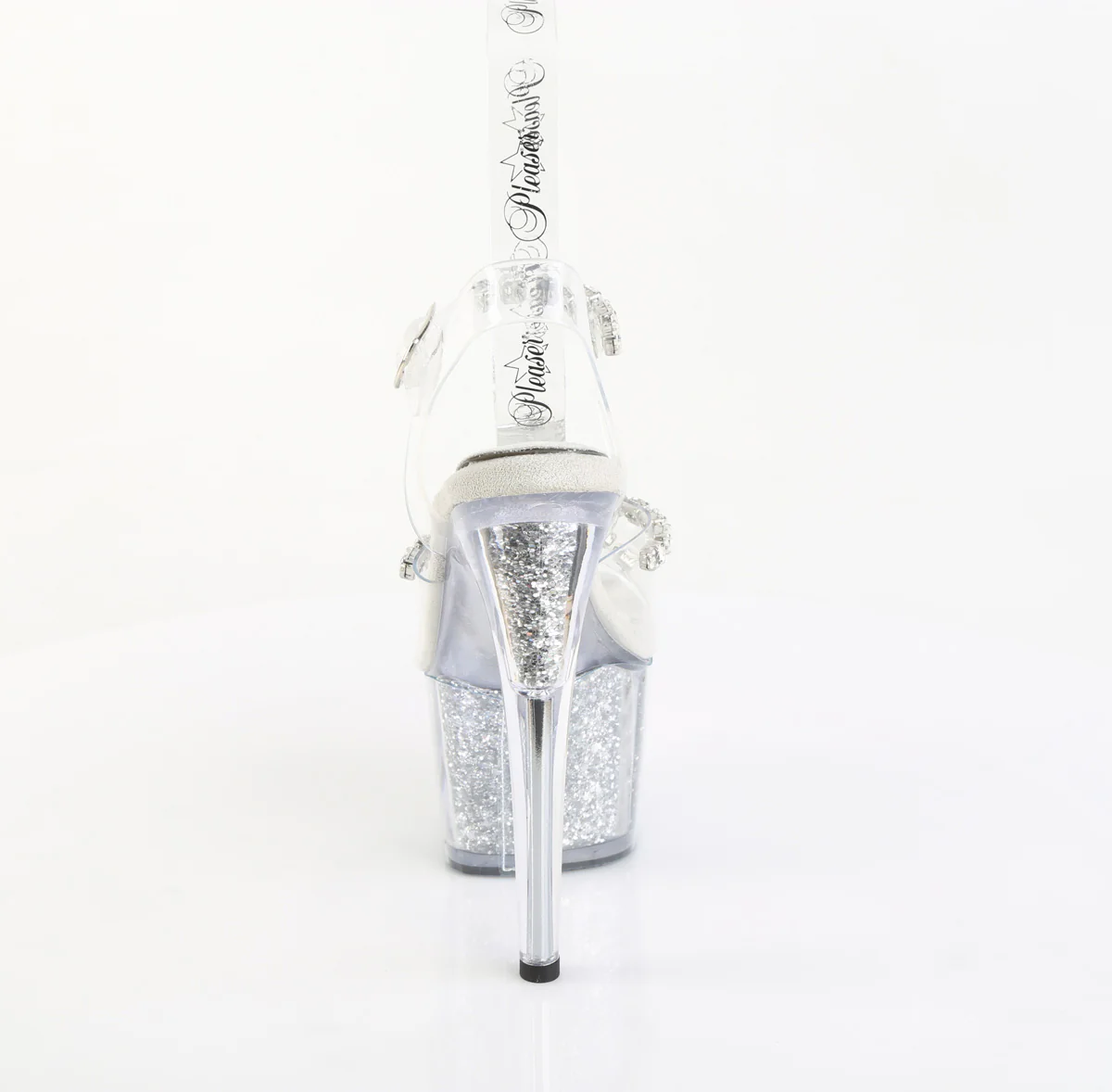 Clear Silver 7 Inch Pole Heels Platform Shoes -  Pleaser ADORE-708PREM-STNG - Image 4