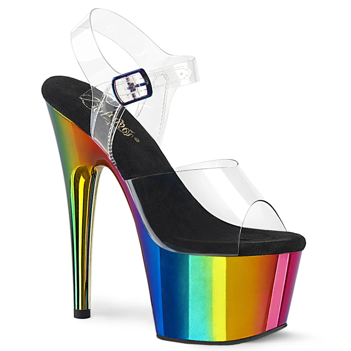 Rainbow Chrome 7 Inch Pole Heels Platform Shoes - Pleaser ADORE-708RC