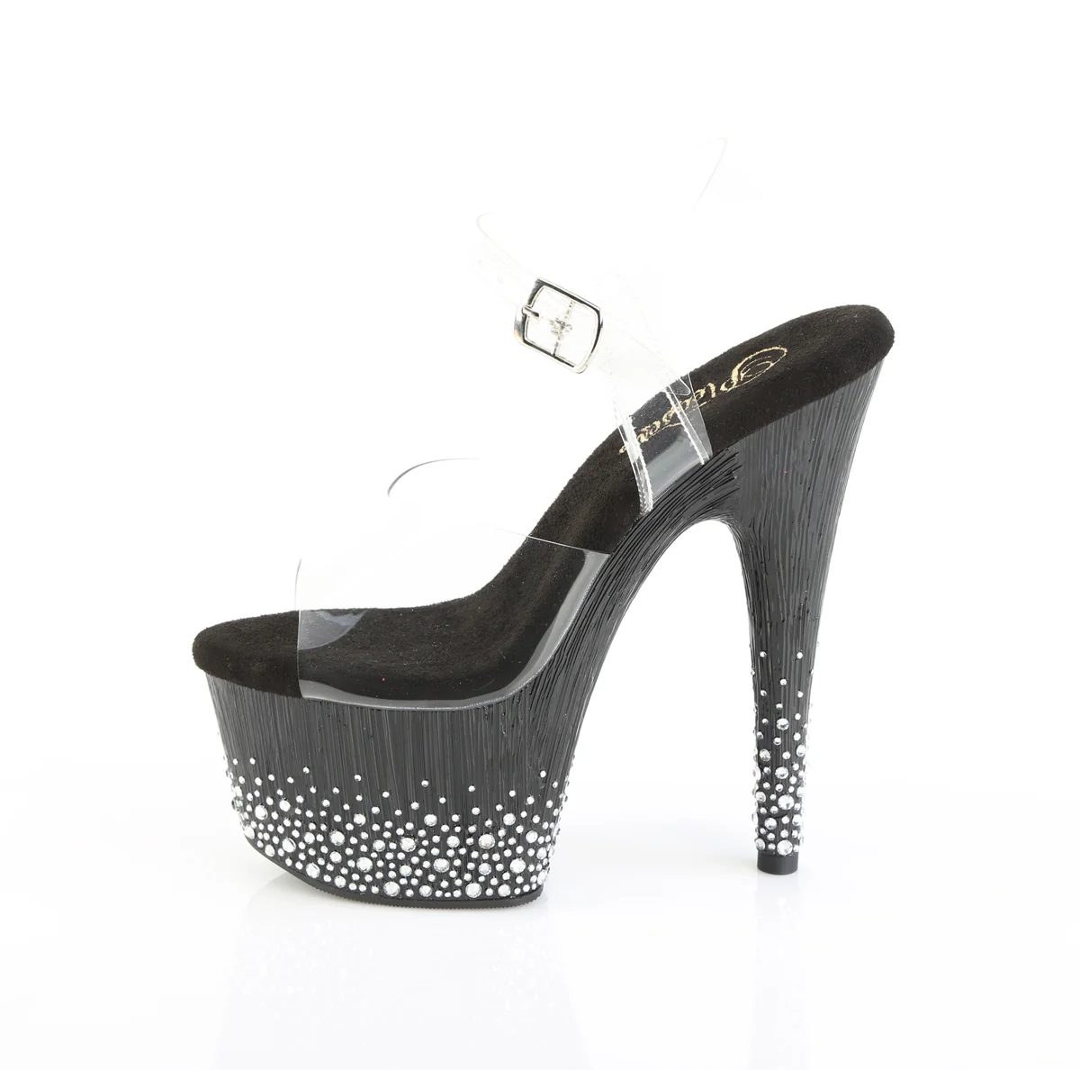 Clear Black 7 Inch Pole Dancing Platform Shoes - Pleaser ADORE-708SPKL-01 - Image 3