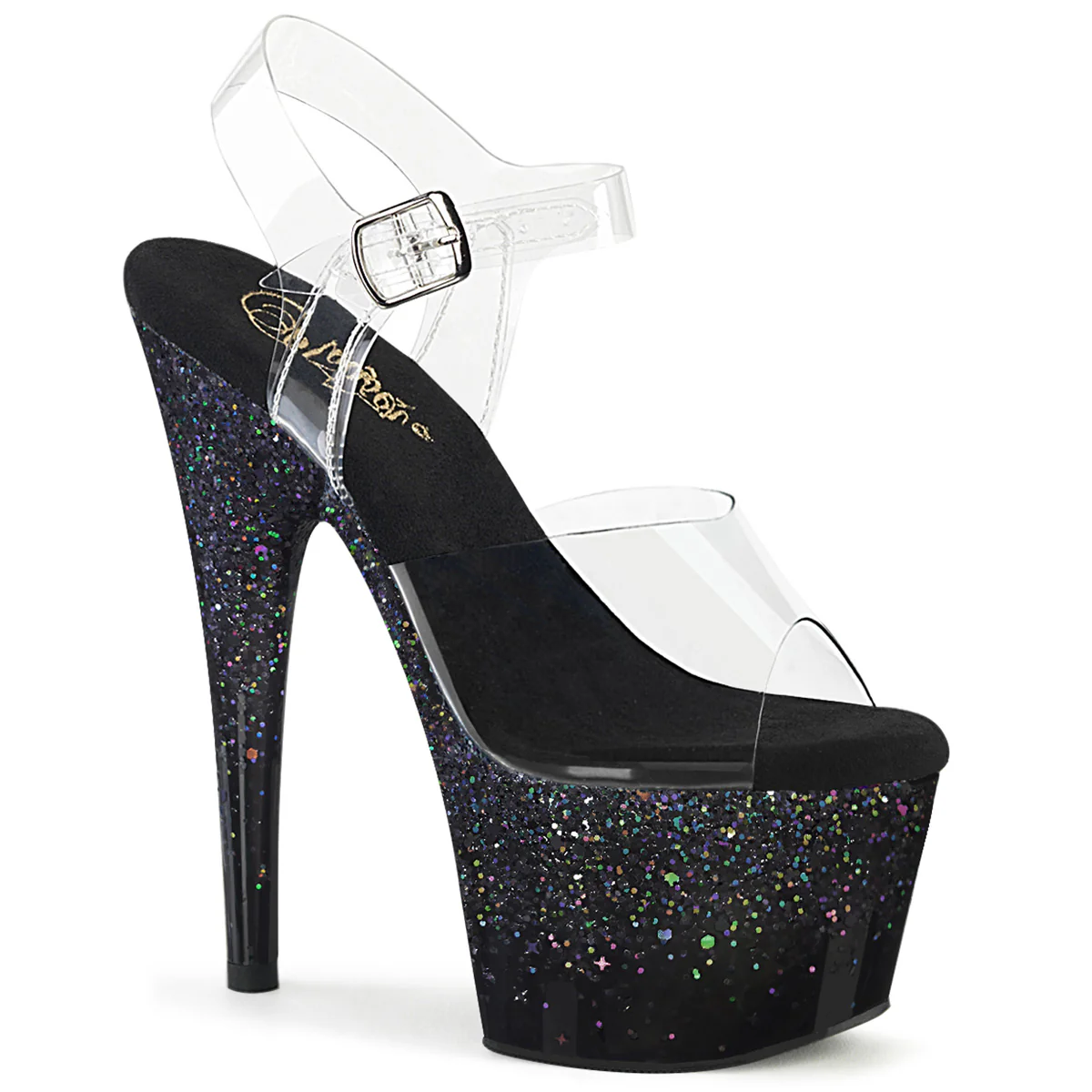 Black Glitter 7 Inch Exotic Platform Shoes -  Pleaser ADORE-708SS