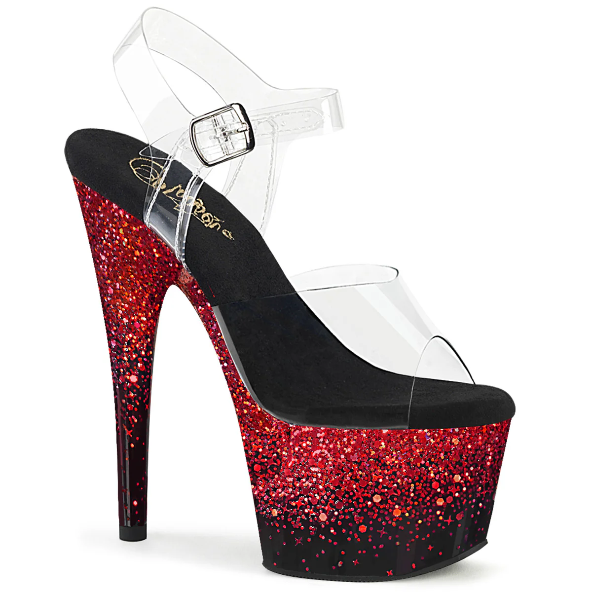 Black Red 7 Inch Dancers Platform Shoes - Pleaser ADORE-708SS