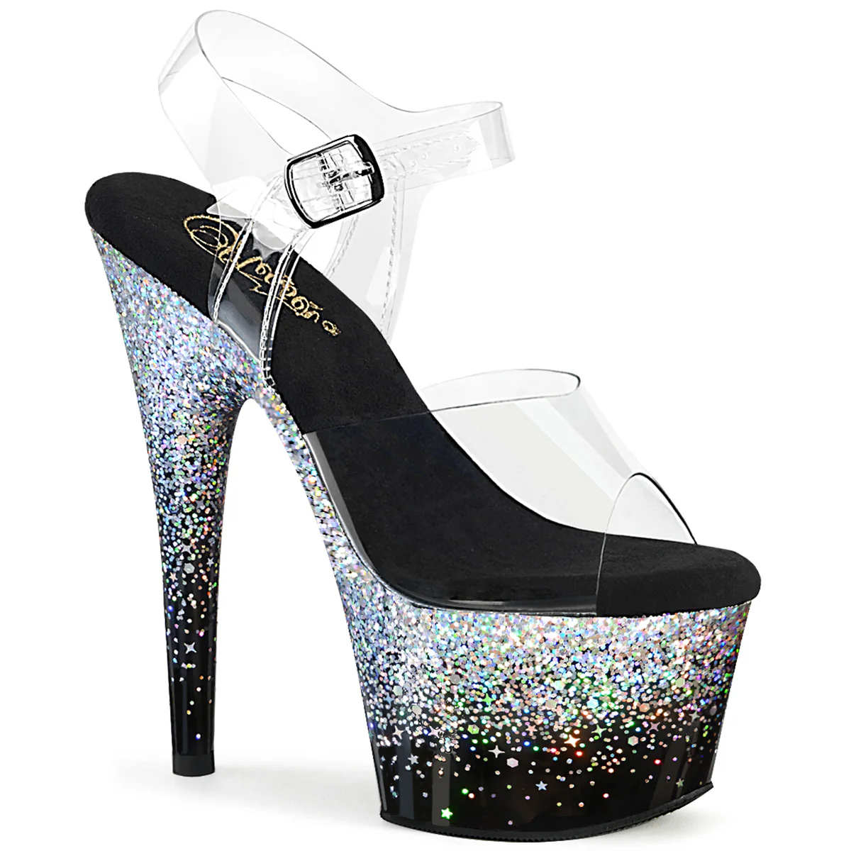 Silver Multi Glitter 7 Inch Glamour Platform Shoes - Pleaser ADORE-708SS