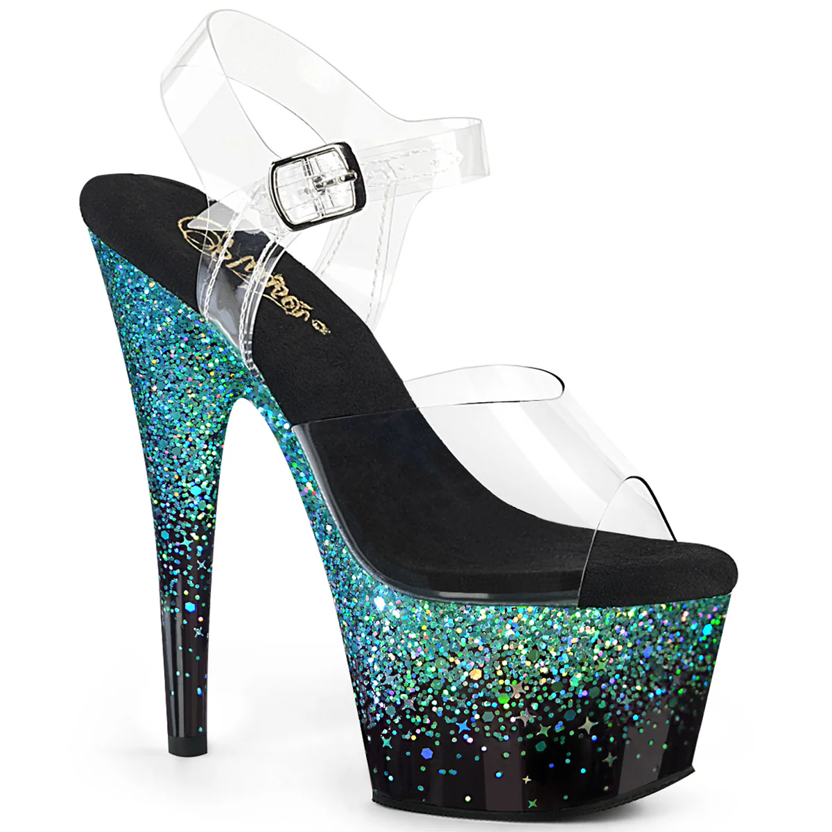 Turquoise Multi Glitter 7 Inch Fetish Platform Shoes - Pleaser ADORE-708SS
