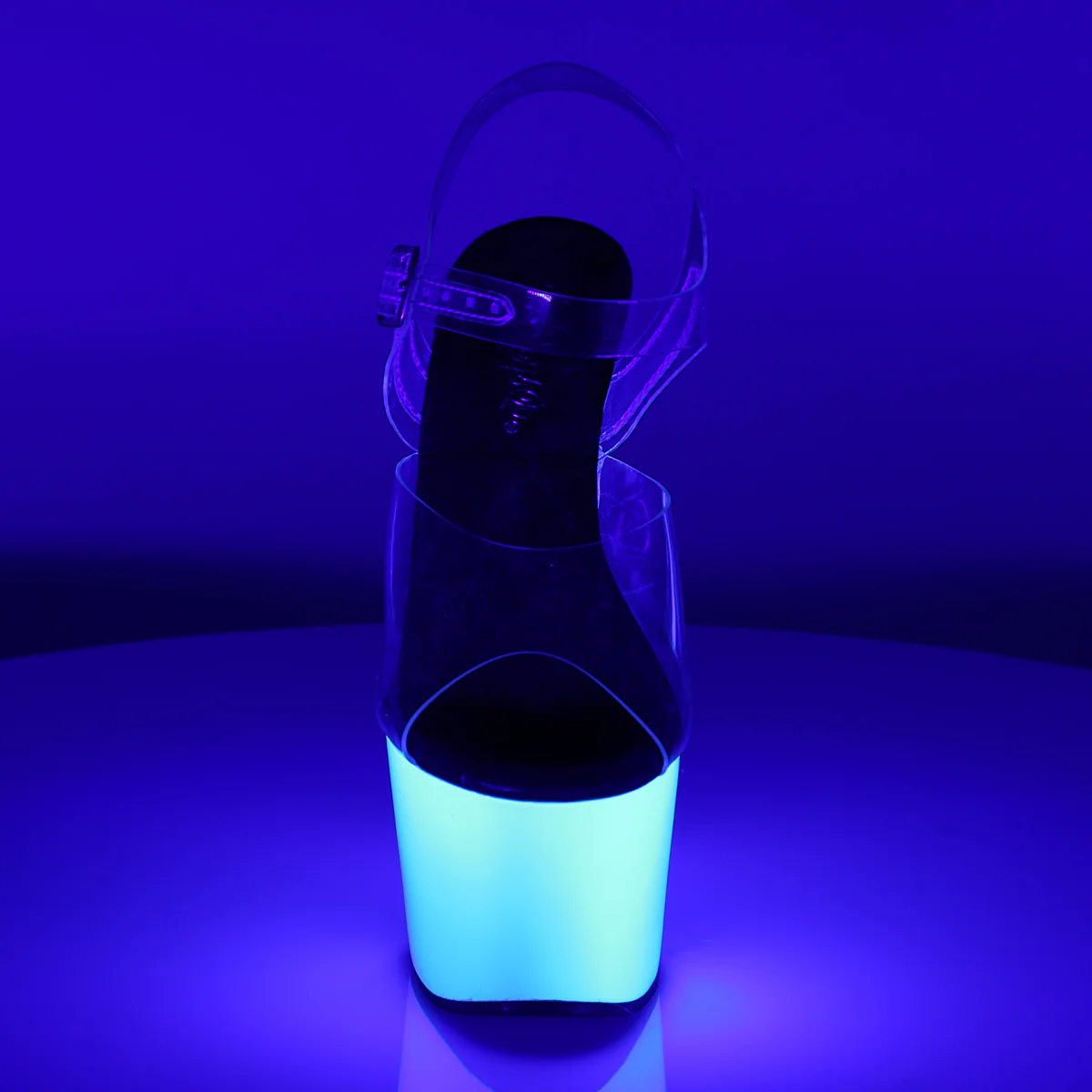 Neon White 7 Inch Pole Dancer Platform Shoes - Pleaser ADORE-708UV - Image 2