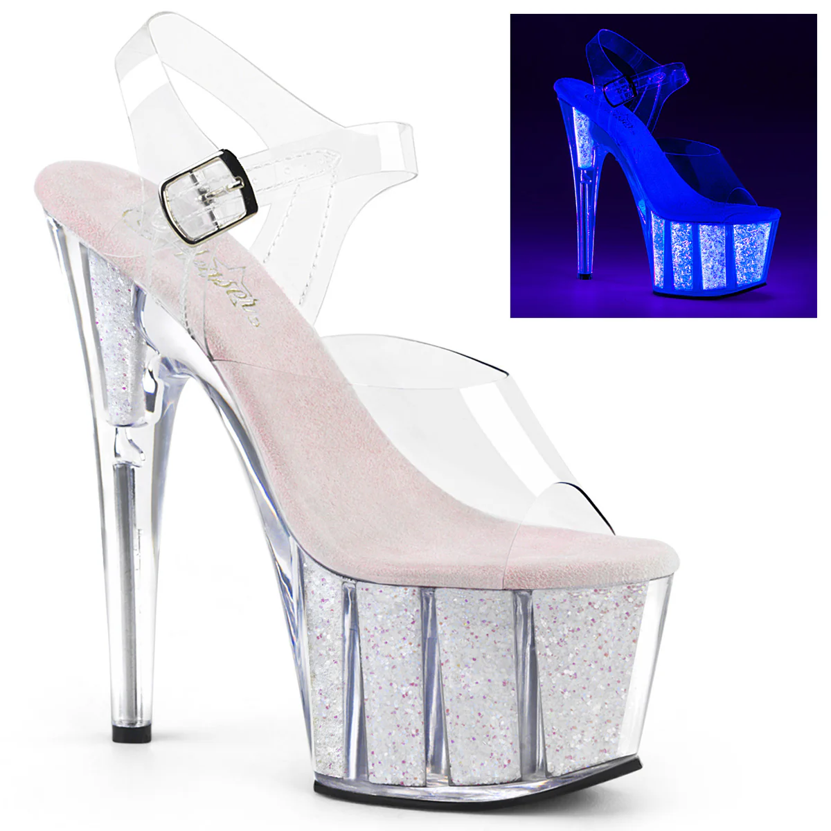 Neon Opal Glitter 7 Inch Lap Dance Platform Shoes - Pleaser ADORE-708UVG - Image 6