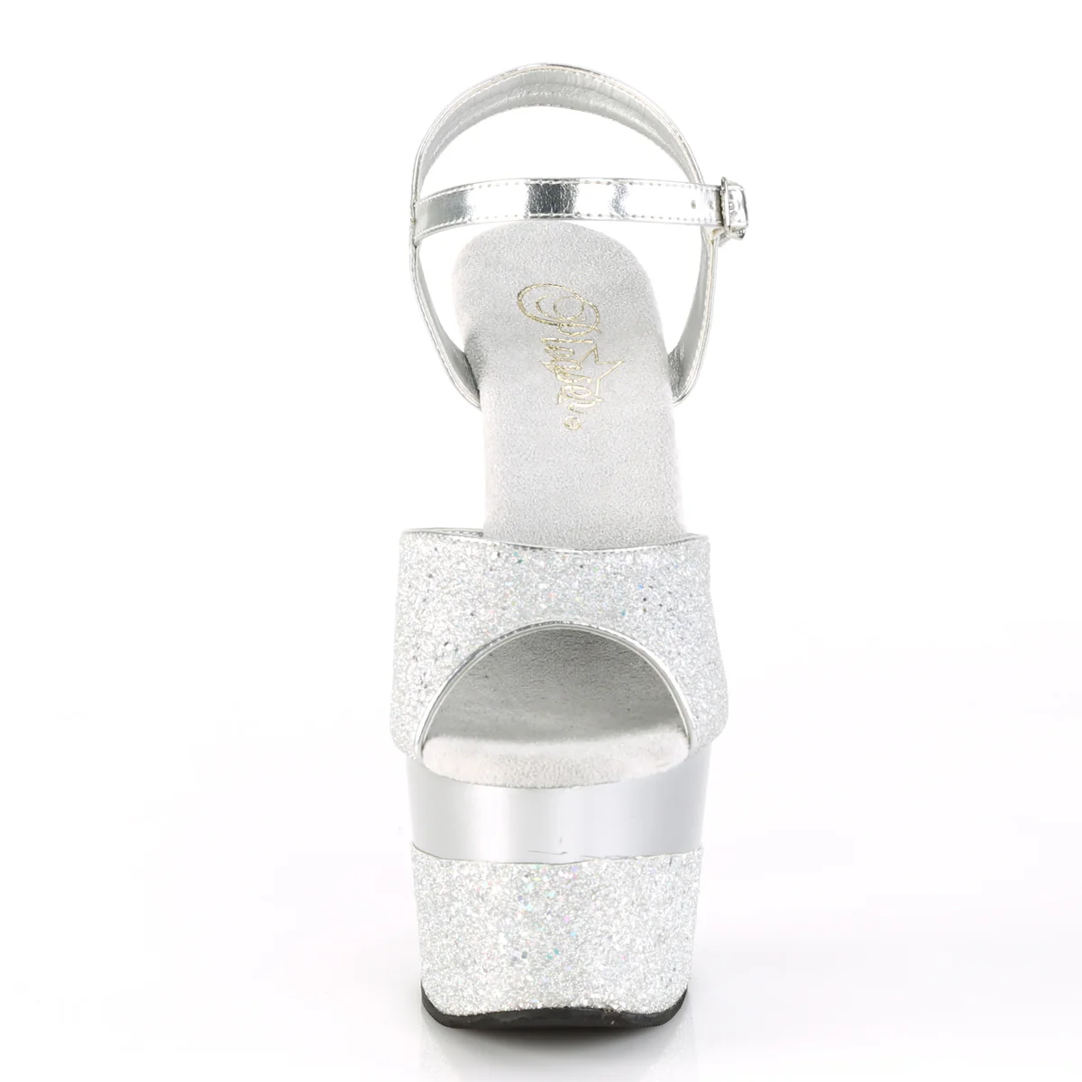 Silver Glitter 7 Inch Pole Dancer Platform Shoes -  Pleaser ADORE-709-2G - Image 2