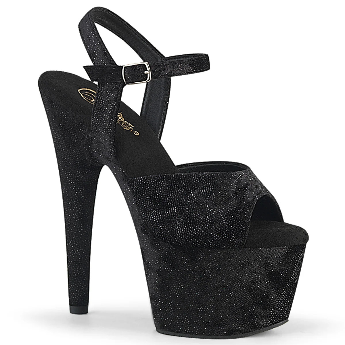 Black Fabric 7 Inch Pole Dancer Platform Shoes -  Pleaser ADORE-709WR