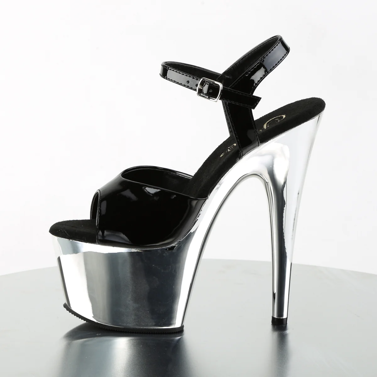 Black Silver 7 Inch Exotic Dance Platform Shoes -  Pleaser ADORE-709 - Image 3