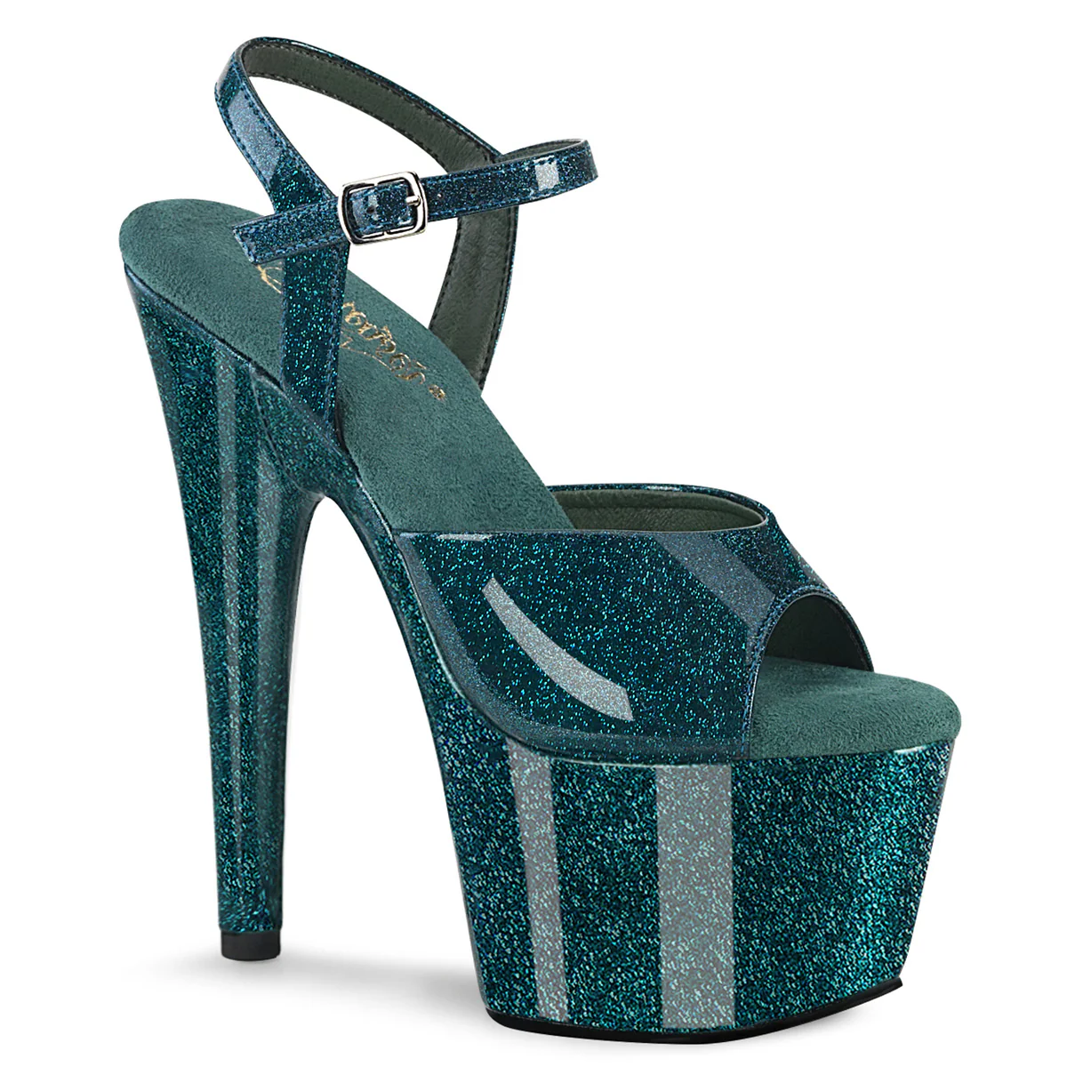 Teal Glitter 7 Inch Exotic Pole Dancing Heels - Pleaser ADORE-709GP