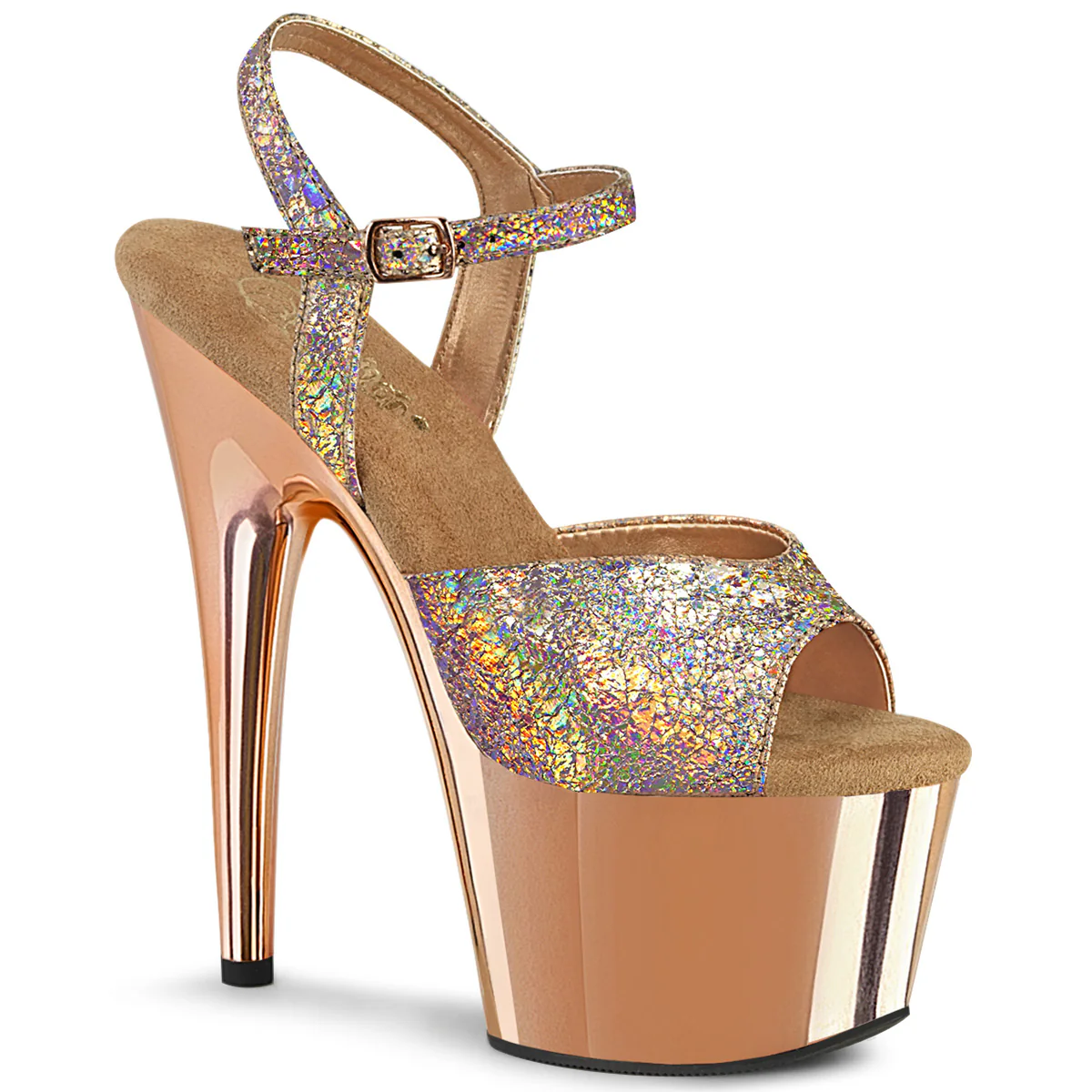 Rose Gold 7 Inch Fetish Pole Dancing Heels - Pleaser ADORE-709HM