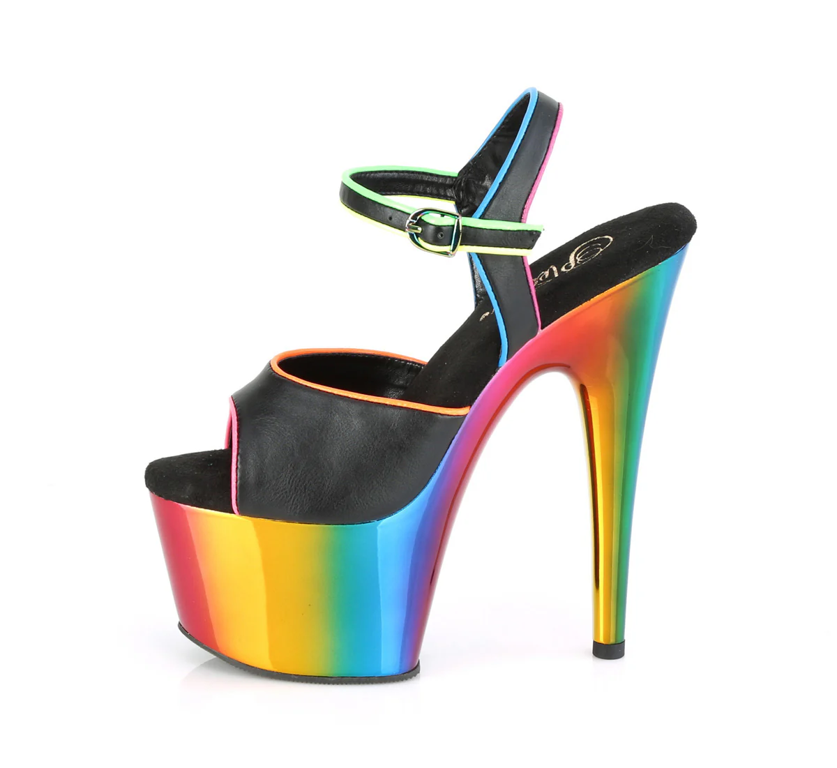 Black 7 Inch Pole Heels Platform Shoes -  Pleaser ADORE-709RC-02 - Image 3