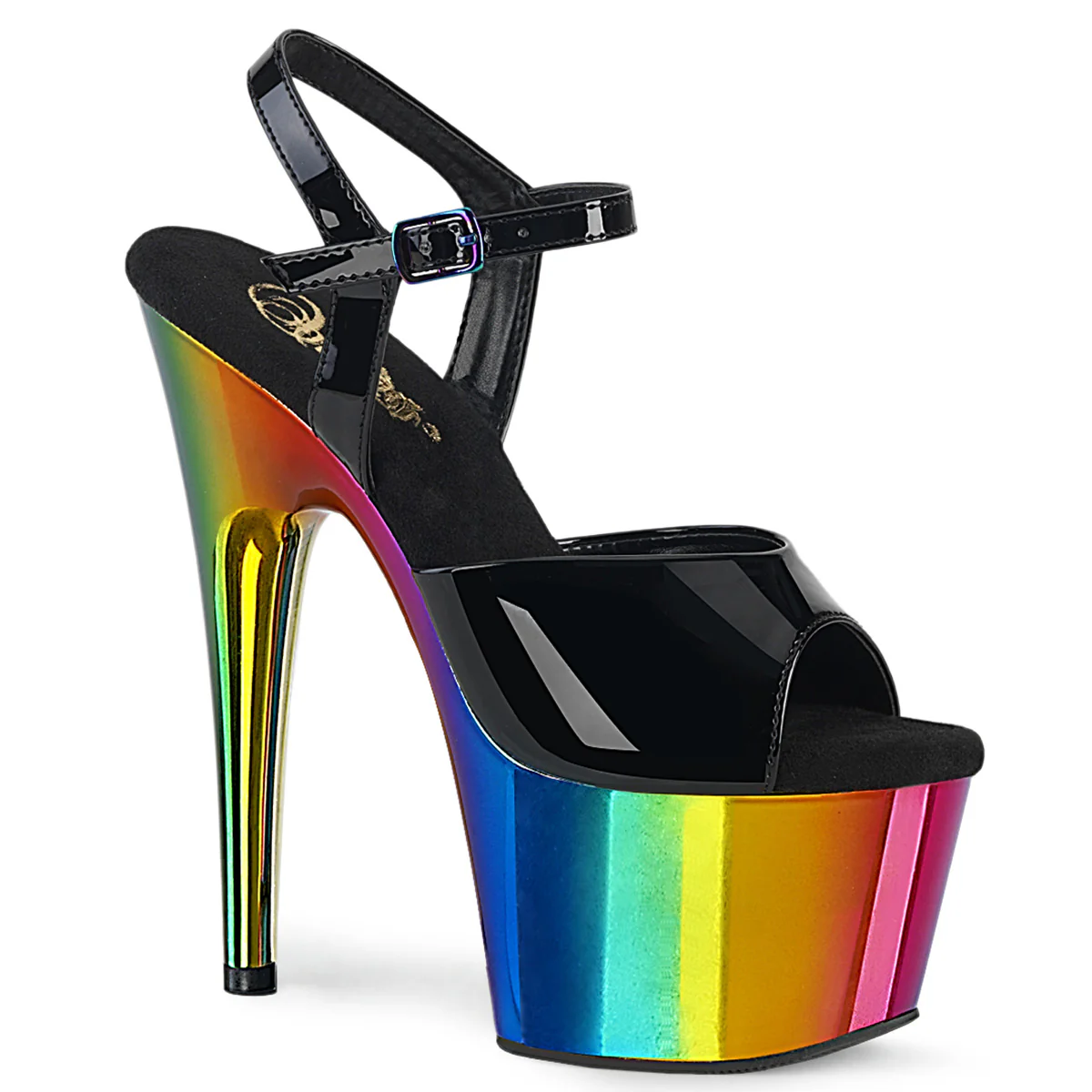 Black Rainbow 7 Inch Pole Dancer Platform Shoes - Pleaser ADORE-709RC - Image 6