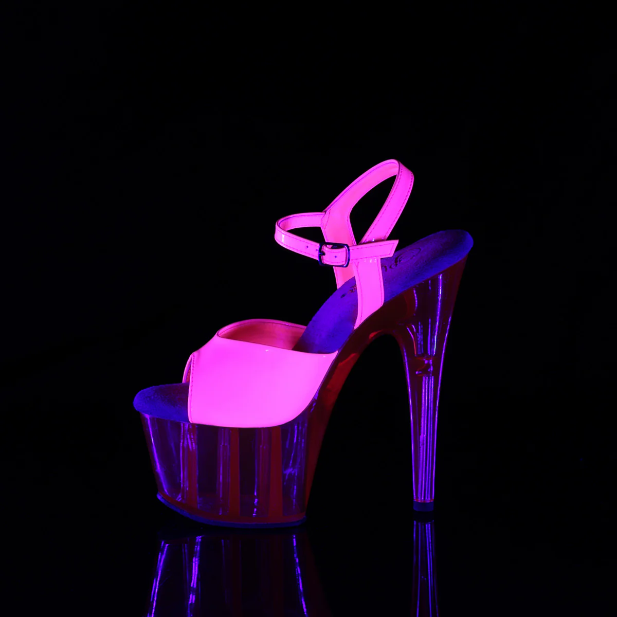 Neon H. Pink 7 Inch Stripper Platform Shoes - Pleaser ADORE-709UVT - Image 3