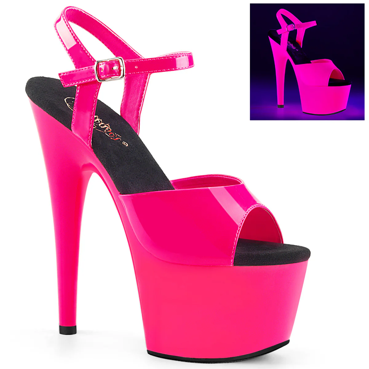 Neon H. Pink 7 Inch Exotic Dancer Platform Shoes - Pleaser ADORE-709UV